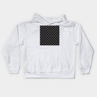 Jet Black and White Heart Pattern Kids Hoodie